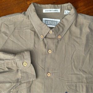Levi’s Vintage 90’s Silver Label long sleeve brown striped‎ button up shirt